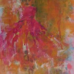 oranje meisje jurkje abstract moder schilderij