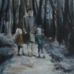 zondag middag in het park / bos jaren 60 schilderij sfeer